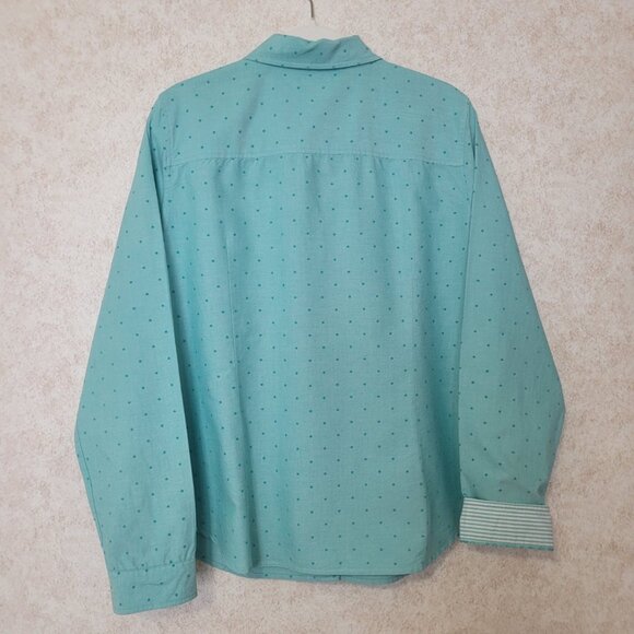 Blue Polka Dot Button Long Sleeve Shirt Womans Size XL - Picture 5 of 16
